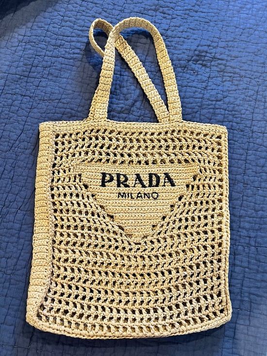 Prada Handbags - Prada Raffia Crochet Tote Bag Naturale Color